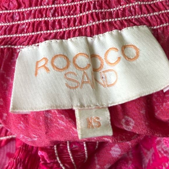 Rococo Sand Silk Off The Shoulder Blouse Hot Pink Embroidered Excellent Size XS - Picture 6 of 8